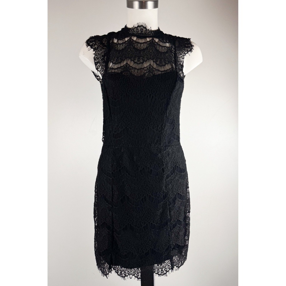 Free People Daydream Lace Slip Dress Black Open Back Sz S Cocktail Romantic Goth - Picture 2 of 5